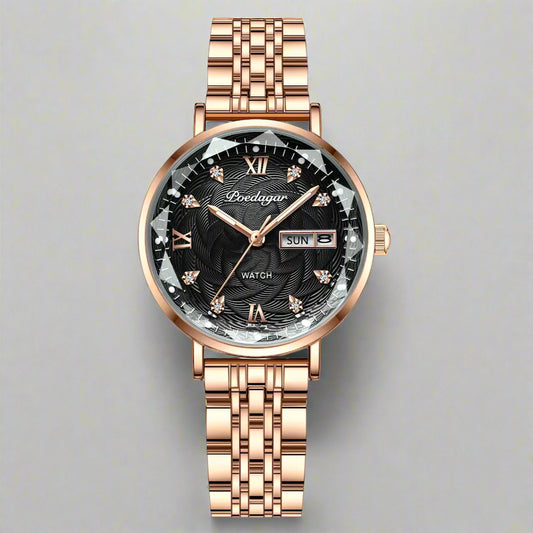 Rose Gold Stainless Steel Luminous Quartz Watch