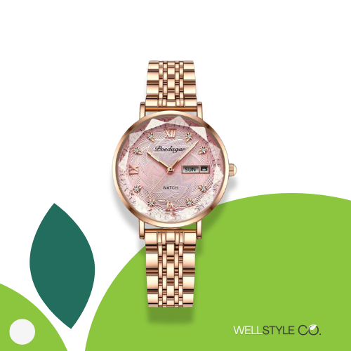 Rose Gold Stainless Steel Luminous Quartz Watch